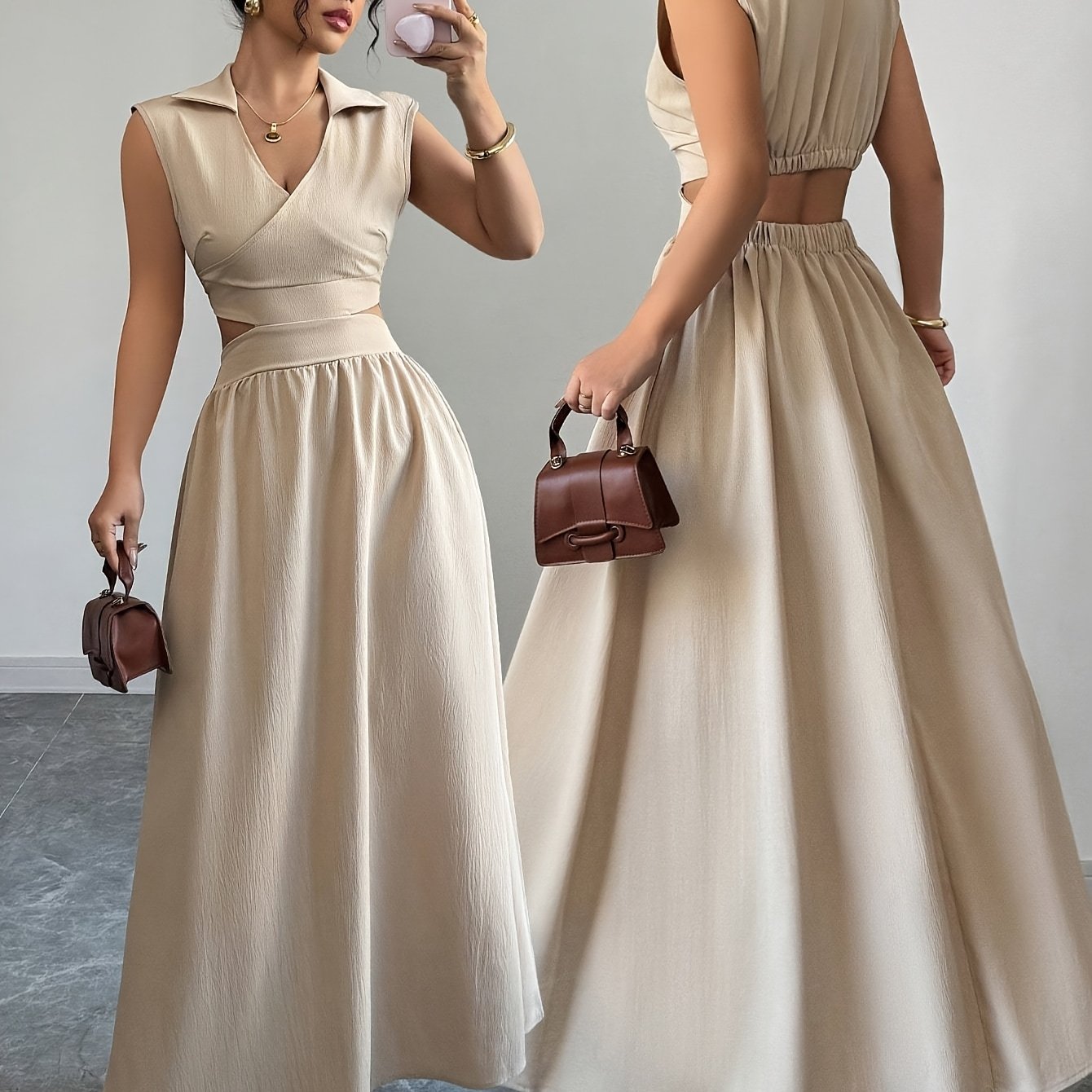 Paola Khaki Dress