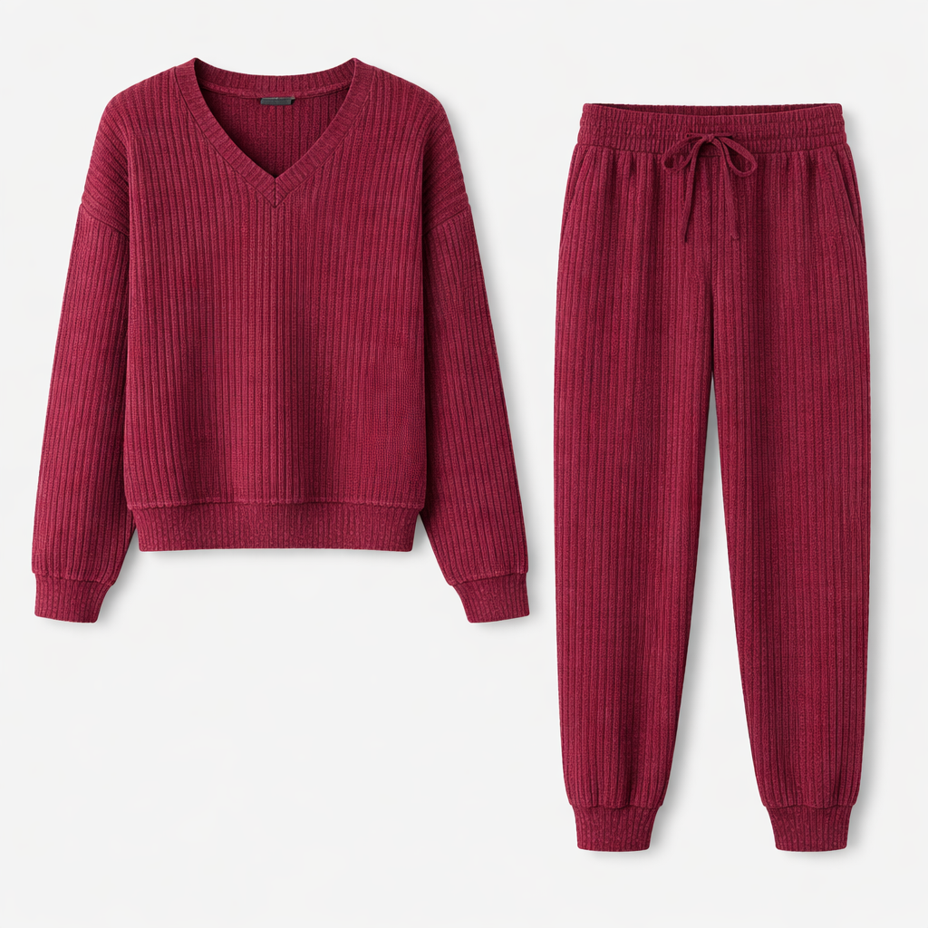 The Ribbed Set Burgundy