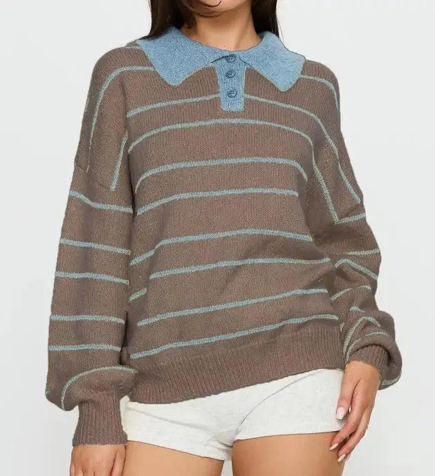 The Luxe Striped Sweater Brown