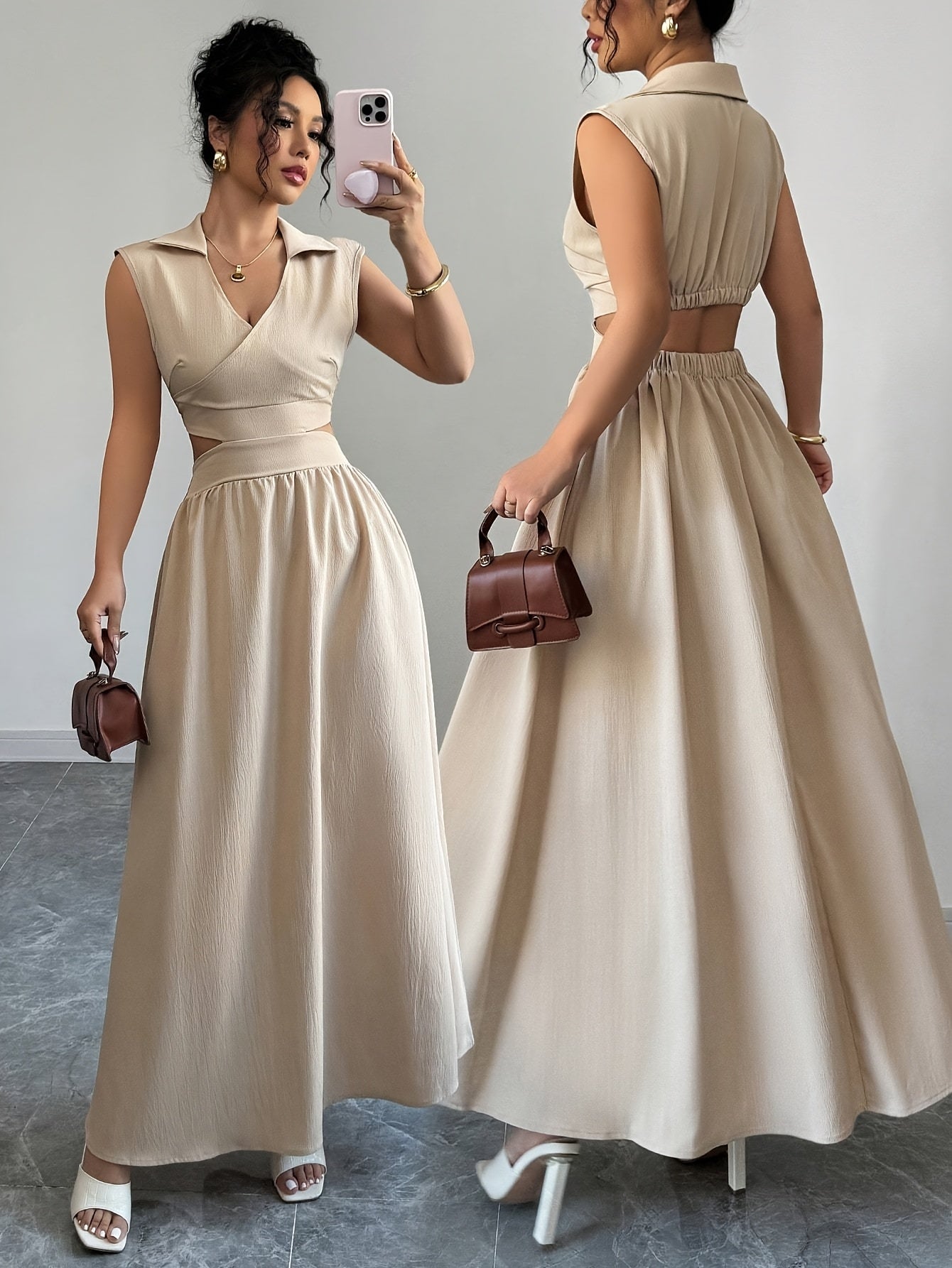 Paola Khaki Dress